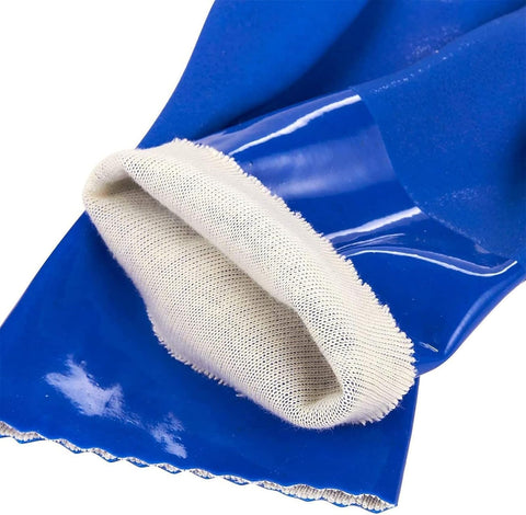 Image of 2 Pairs Rubber Household Cleaning Gloves for Kitchen Dishwashing, Cotton Lined (Blue)