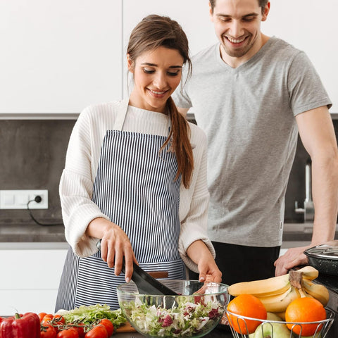 Image of Cooking Apron with Pockets Waterproof Baking Apron Soft Chef Kitchen Aprons Cotton Polyester Blend Adjustable Bib Aprons for Women Men, Crafting BBQ, Black, Blue, Pink, Grey Stripes(4 Pcs)