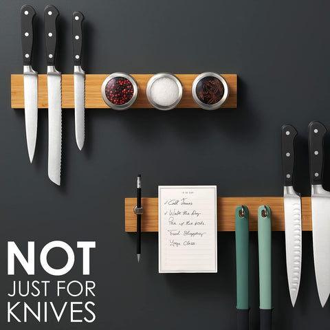 Image of Magnetic Knife Holder for Wall with Extra Strong Magnet - 16 Inch - Knife Magnetic Strip in Bamboo for Knives, Utensils and Tools - by