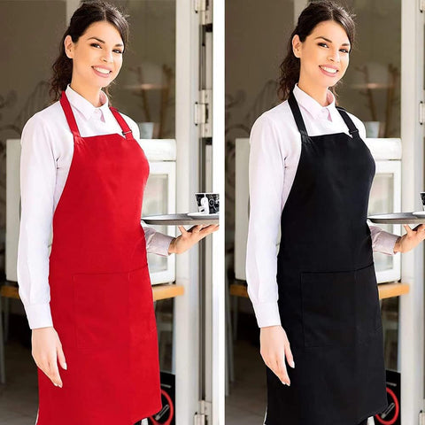 Image of Unisex Adjustable Bib Aprons with 3 Pockets, Cooking Kitchen Restaurant Apron Machine Washable for Men Women