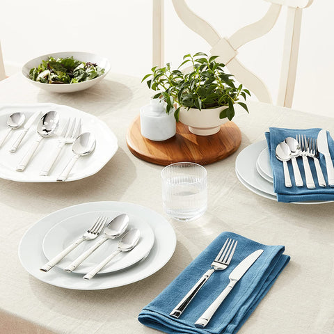 Image of Fair Harbor Flatware Set, 18/10 Stainless Steel, 45-Piece