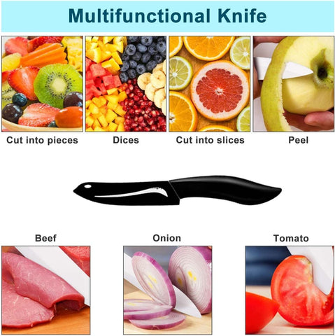 Image of Paring Knife, Large Handle and Super Sharp Ceramic Knife Blade of 4 Inch,Rust Proof Stain Resistant,Abs Handle(Black).