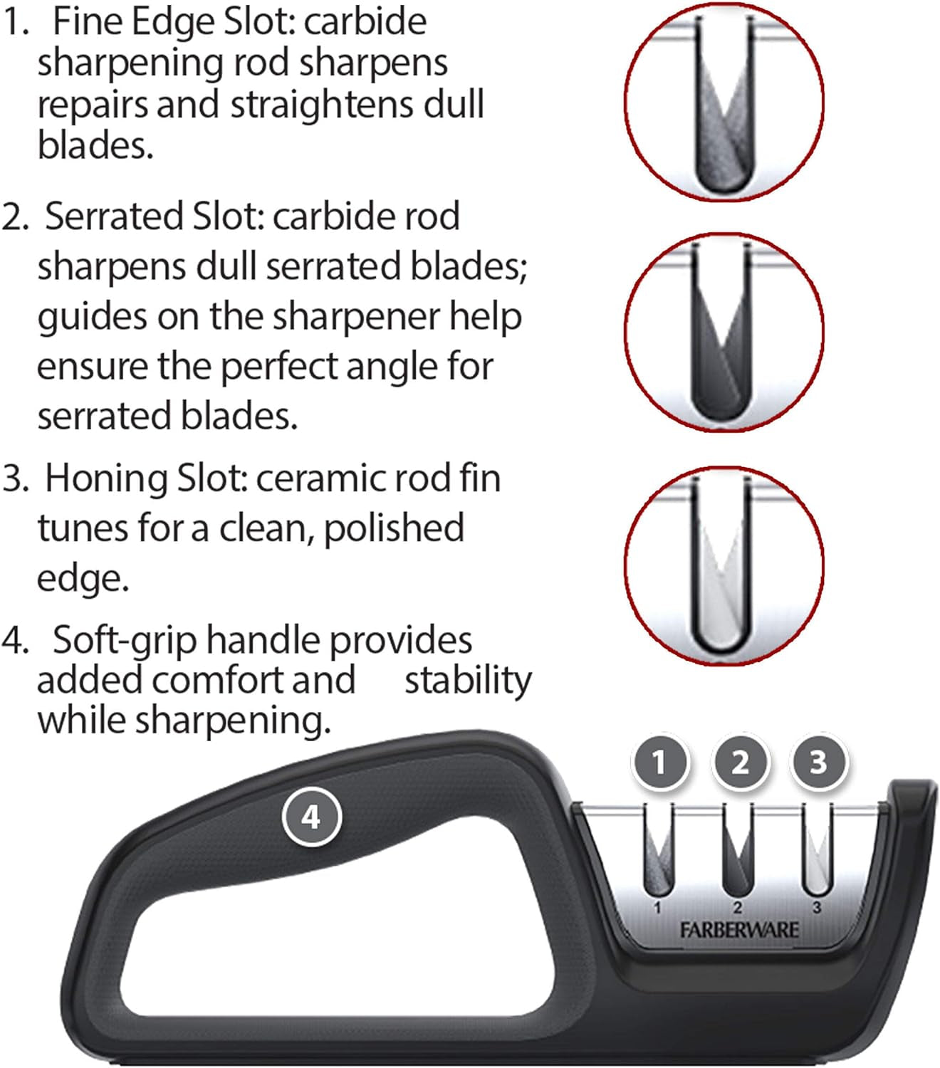 Edgekeeper 2 Stage Knife Sharpener with Serrated Slot, 7.5-Inch, Black