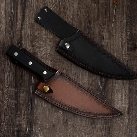 Image of 8" Straight Knife Sheath, Vertical Knife Sheaths Belt Leather Knife Sheath Holder for 8'' Kitchen Chef Knife