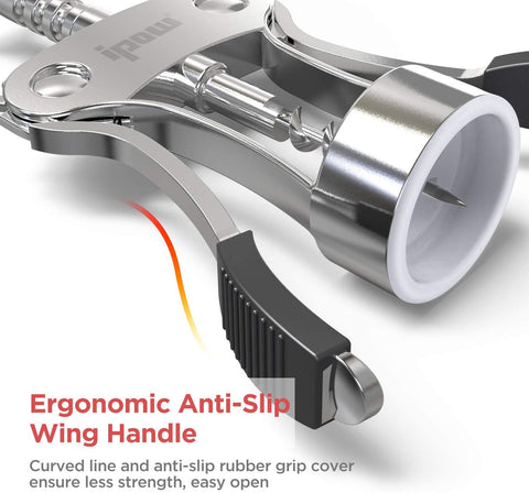 Image of Wine Opener, Zinc Alloy Wine Bottle Opener, Wing Corkscrew Heavy Duty, Manual Multifunctional Cork Screw for Waiter, Silver