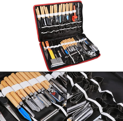 Image of 80Pcs/Set Multifunctional Portable Vegetable Fruit Food Engraving Peeling Kitchen Carving Sculpting Modeling Tools Kit Pack