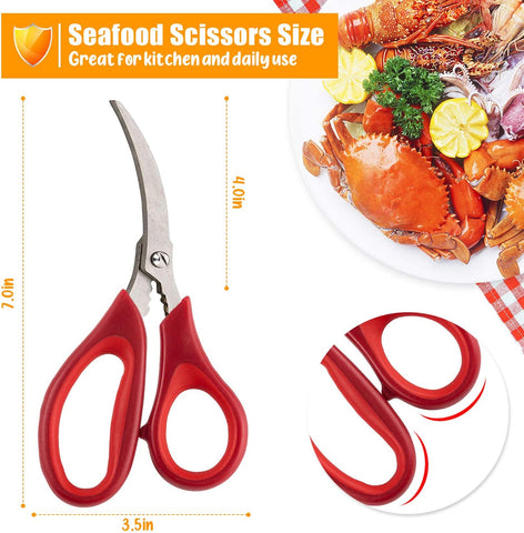 Image of Kitchen Seafood Scissors for Crab Legs, 4 Pack Crab Leg Scissors Lobster Shell Cracker, Lobster Shrimp Crayfish Crawfish Scissors Fish Scissors, Seafood Crab Legs Crackers and Tools