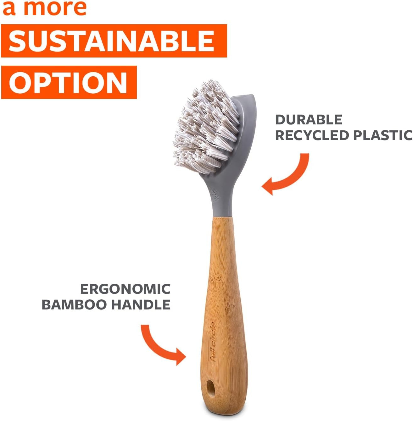 Tenacious C Cast Iron Brush and Scraper with Bamboo Handle – Skillet Scrubber with Tough Nylon Bristles, Grey, One Size, Gray