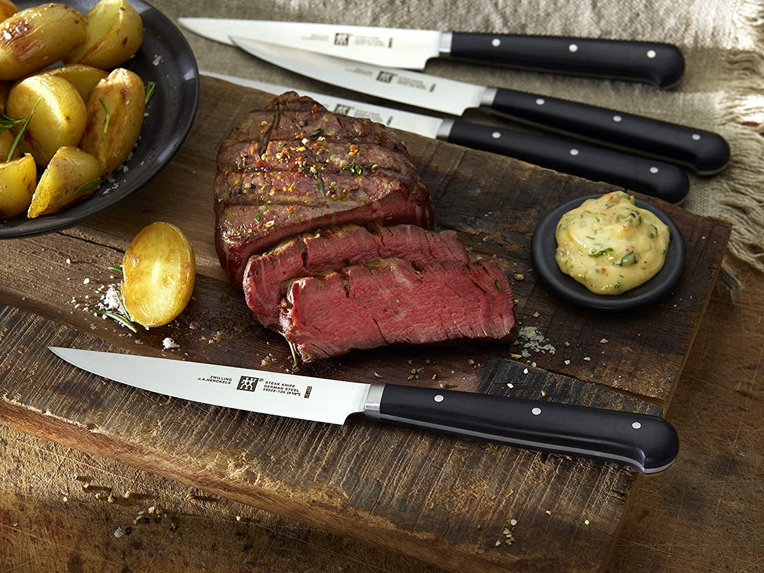 39029002-0 Steakset with Welle, 4 TLG, Edelstahl, Black/Silver
