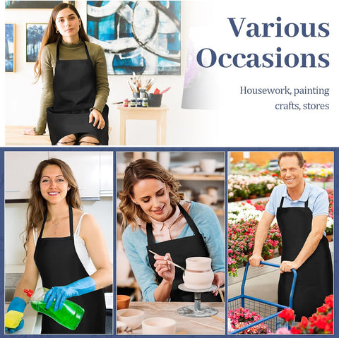 Image of 30 Pack Adjustable Bib Apron with 2 Roomy Pockets Bulk Unisex Commercial Cooking Kitchen Aprons Machine Washable