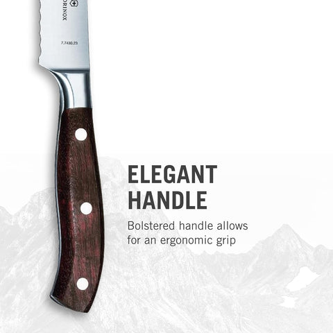 Image of Grand Maître Bread Knife with Curved Serrated Blade & Wood Handle - Sharp Kitchen Utensil - 9”
