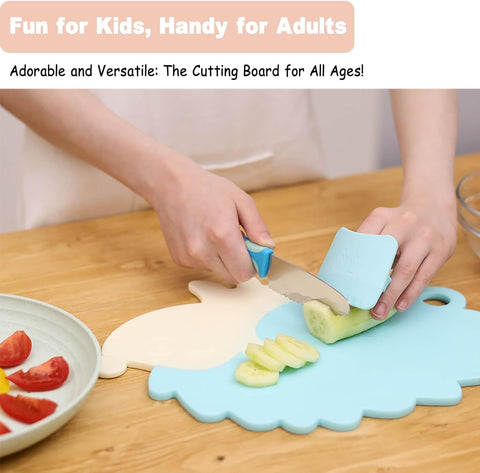 Image of Cutting Board for Kitchen, Plastic Cute Cutting Board for Kids Women, Bpa-Free Mini Chopping Board for Vegetable, Fruits& More(Purple)