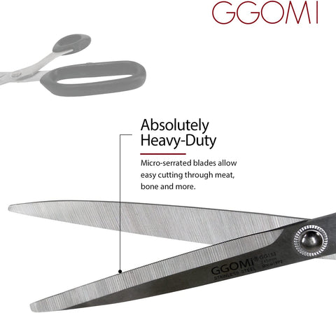 Image of Heavy Duty Multi-Purpose Kitchen Shears, Korean Barbecue Kalbi Rib Meat Cutting/Micro-Serrated 2.2T Blade/Quality Stainless Steel Scissors Large 9.6-Inches