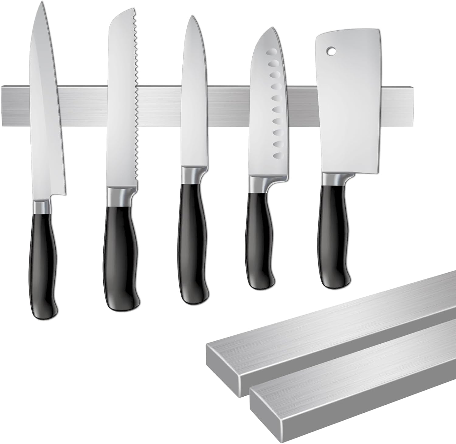 Magnetic Knife Holder for Wall, 2 Pack Knife Magnetic Strip High Quality Stainless Stee, Strong Magnetic Suction No Drilling, Suitable for Household Kitchen Cutter Metal Tools Management (12 Inch)