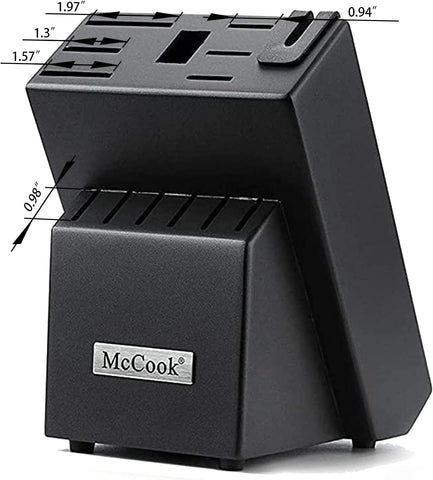 Image of Knife Block W Built-In Sharpener Wood Kitchen Knife Block Holder without Knives Countertop Butcher Block Knife Holder and Organizer with 13 Slots for Easy Kitchen Knife Storage