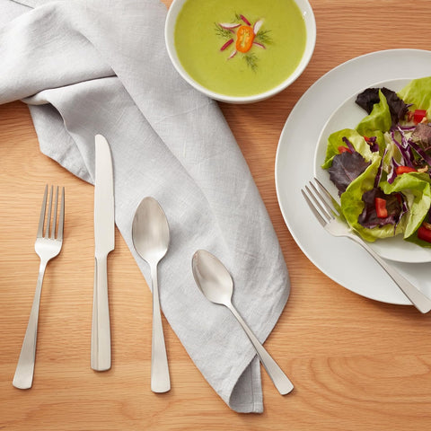 Image of 20-Piece Stainless Steel Flatware Set with Square Edge, Service for 4, Silver