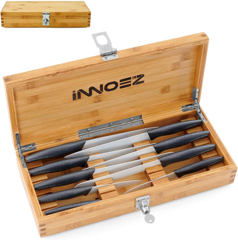 Image of Bamboo Kitchen Knife Storage Box with Lock - Safe and Secure Knife Organizer - Stash Box to Keep Your Children Safe from Knives and Sharp Objects (Knives Not Included)