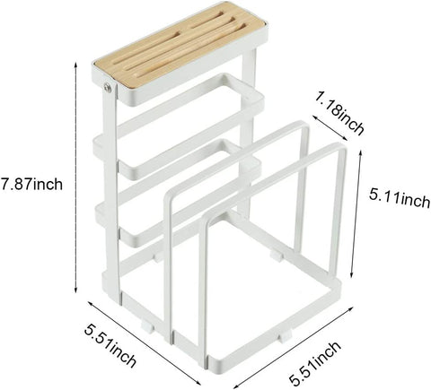 Image of Knife Holder,  Kitchen Cabinet Knife Holder without Knives, Universal Metal Knife Block Cutting Board Organizer, Kitchen Storage Organizer. (White)