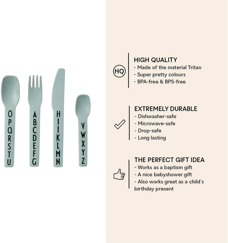 Image of Eat & Learn Toddler Fork, Knife & Spoon Set of 4 Design in Denmark | Tritan Kids Cutlery Utensil Set Drop Safe | Toddler Safe Flatware BPA/BPS Free, Dishwasher Safe Ideal for Home|Green