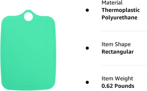 Image of TPU Cutting Board, BPA Free, Knife Friendly, Flexible, Dishwasher Friendly, Space Saving, Ergonomic Design, Chopping Mat - Aqua Green - Size: Medium 13.7" X 9.4"- W: 10 Oz.
