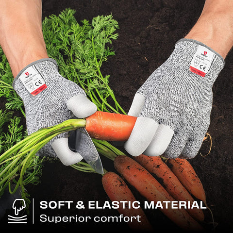 Image of Cut Resistant Work Gloves for Women and Men, with Reinforced Fingers; Comfortable, 100% Food Grade Kitchen Cooking Gloves; Ambidextrous Safety Cutting Gloves; Level 5 Protection; Grey