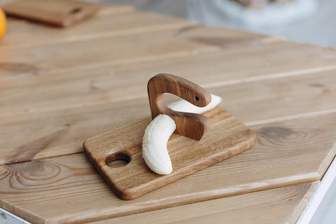 Image of Wooden Safe Knife for Kids, Kids Utensil Montessori Knife, Vegetable and Fruit Chopper, Ash Wood