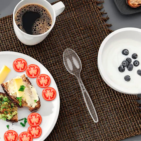 Image of Disposable Cutlery Set, SAPPHIRE Design, Clear Color, 360 Pieces: 180 Forks, 120 Spoons, 60 Knives