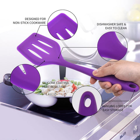 Image of Silicone Kitchen Utensils Set - 10 Pieces Multicolor Silicone Heat Resistant Non-Stick Kitchen Cooking Tools