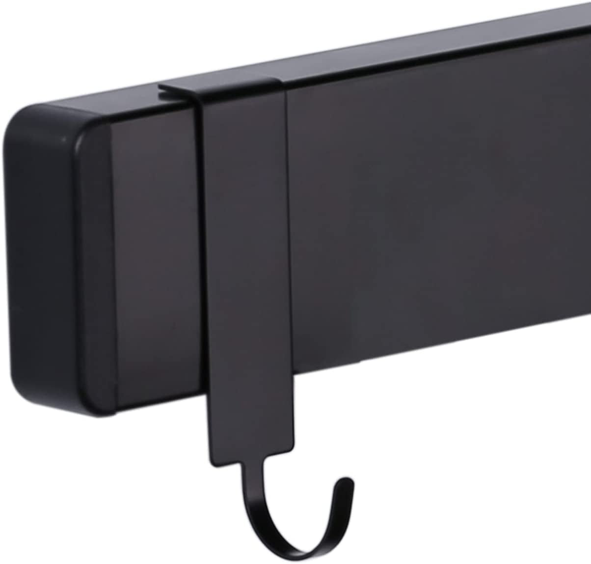 Stainless Steel Magnetic Knife Strip for Wall,16 Inch Magnetic Knife Holder with 3 Hooks,Adhesive Magnetic Knife Bar Rack,No Drilling,Black