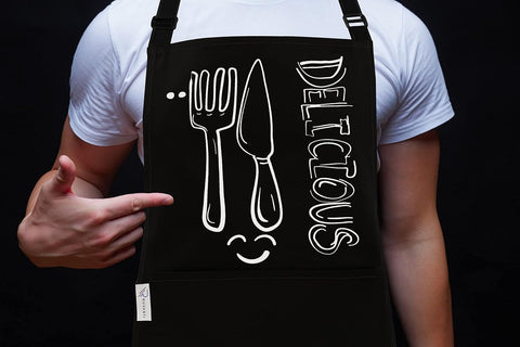 Image of Cotton Enrich Funny Kitchen Apron 1 Pack - Waterdrop Resistant 2 Pockets Workshop Aprons for Women Men Chef XXL Size