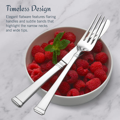Image of 5060761 Harmony 65-Piece 18/10 Stainless Steel Flatware Set with Utensil-Serving Set, Silver