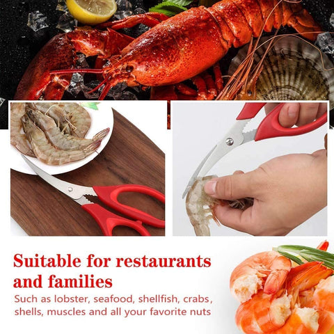 Image of Kitchen Seafood Scissors for Crab Legs, 4 Pack Crab Leg Scissors Lobster Shell Cracker, Lobster Shrimp Crayfish Crawfish Scissors Fish Scissors, Seafood Crab Legs Crackers and Tools