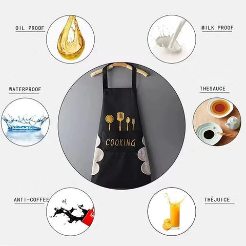 Image of 2 Pack Kitchen Apron with Hand Wipe,Water-Drop Resistant with 2 Pockets Cooking Bib Aprons for Women Men Chef