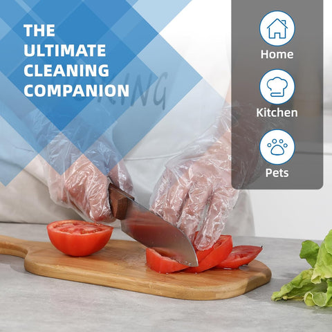 Image of Food Prep Gloves Plastic Food Safe Gloves, Food Handling, One Size Fits Most Poly 500Ct Clear 500 Count (Pack of 1)