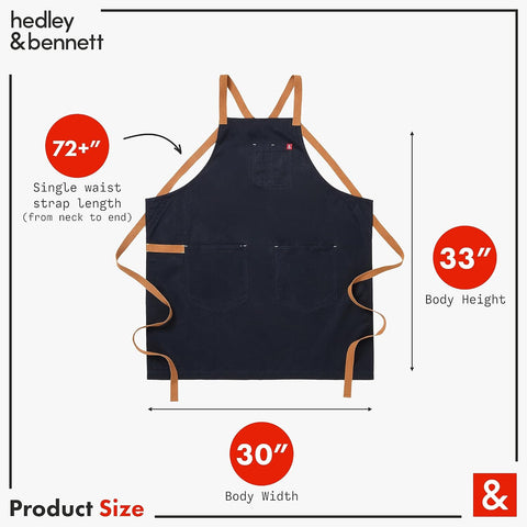 Image of Midnight Blue Crossback Apron - Professional Chef Apron with Pockets and Cross-Back Straps for Cooking & Grilling - Kitchen Aprons for Men & Women - 8Oz 100% Cotton Twill Fabric