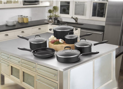 Image of 11-Piece Nonstick Cookware Set, Black, 55-11BK
