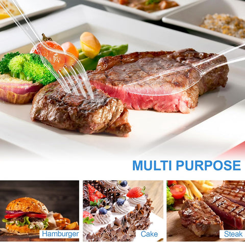 Image of Disposable Knives, 100 Counts Cutlery Set and Disposable Cutlery, Forks Spoons and Knives Set, Safe, Healthy and Non-Toxic for Daily Use and Gathering Parties, Restaurant Kitchen Utensils Set