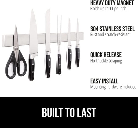 Image of The Original  Stainless Steel Magnetic Knife Holder, 18 Inch, Heavy Duty Magnet Strip for Knives, Wall or Refrigerator Mounted Bar, Easy Install Rack, Securely Store and Organize Kitchen