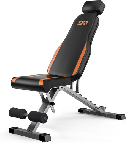 Image of Adjustable Weight Bench Foldable - 660 Lb Stable Workout Bench, 36 in Extended Head and Neck Protection Design, 3 Sec Fast Folding Multi-Purpose for Full Body Workout