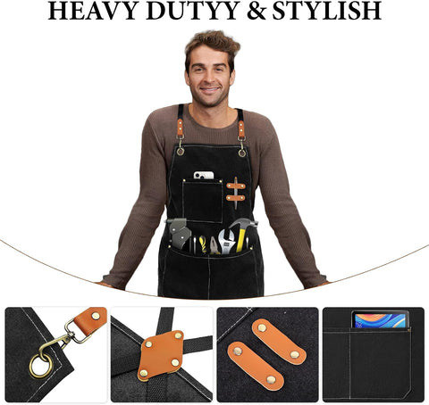 Image of 1-2 Pcs Kitchen Aprons for Women Men with Pockets, Adjustable Strap Chef Apron for Cooking Restaurant Work