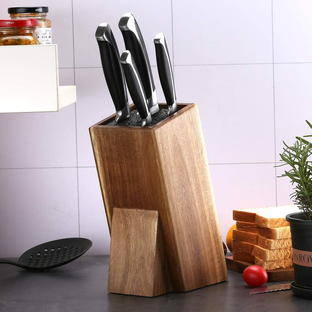 Universal Acacia Wood Knife Holder,Knife Holder, Large Capacity, Kitchen Household Multifunctional Knife Storage and Placement Rack
