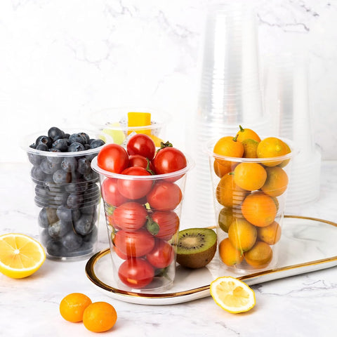 Image of Plastic Cups 9 Oz - 500 Pack, Disposable Clear Plastic Cups, Cold Party Drinking Cups, Transparent Plastic Cups Bulk for Ice Cream, Disposable Cups for Wedding,Christmas Party