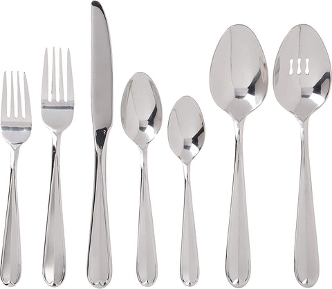 Image of Dylan 42 Piece Everyday Flatware, Service for 8, 18/0 Stainless Steel, Silverware Set
