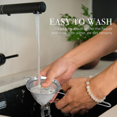 Image of Fine Mesh Sieve Strainer Stainless Steel Cocktail Strainer Food Strainers Tea Strainer Coffee Strainer with Long Handle for Double Straining Utensil 3.3 Inch