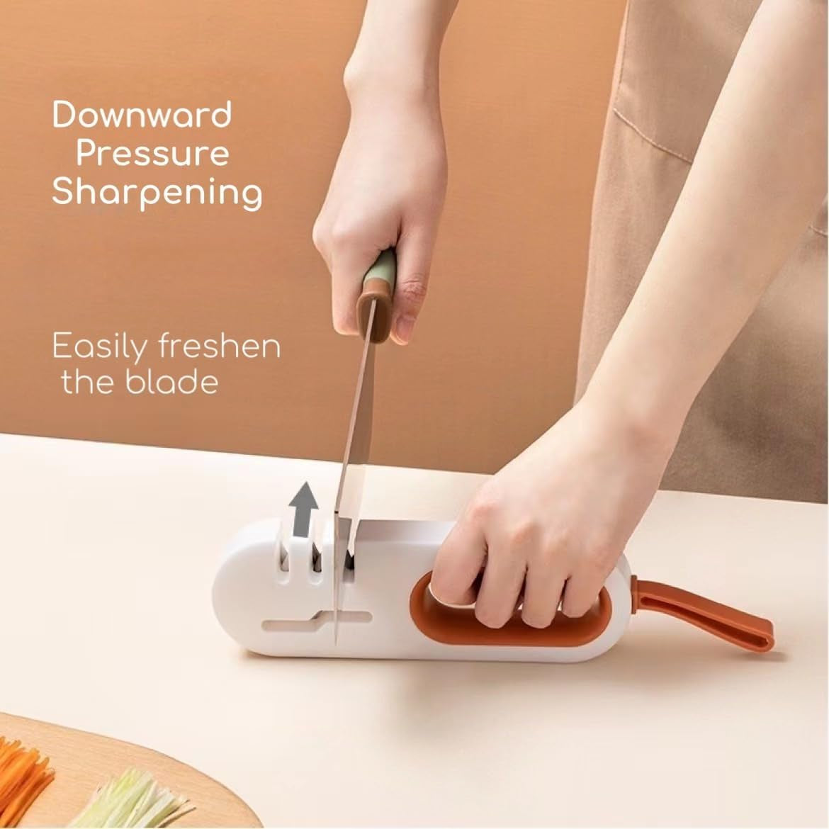 Knife Sharpeners for Kitchen Knives, Kitchen Knife Sharpener with Hanging Ring, Advanced Design Sense Knife Sharpening, Labor-Saving, Non-Slip, Easy to Use and Easy to Store.
