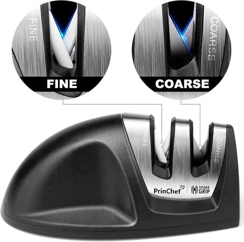 Image of Knife Sharpeners, Kitchen Knife Sharpener with 2 Slots - for Coarse and Fine Sharpening | Blade Sharpener for Reshaping and Restoring Straight Knives, Easy to Use