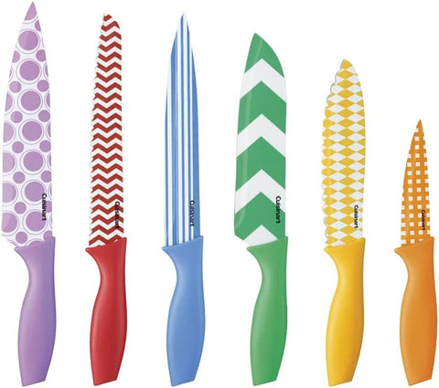 Image of C55-12PR1 12-Piece Printed Color Knife Set with Blade Guards, Multicolored