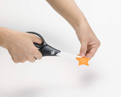 Image of Ceramic Scissors, Overall Length 7.2" with 2.7" Long Blades, Black Handle with White Blades