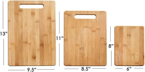 Image of Stamped 15-Piece High-Carbon Stainless Steel Knife Block Set, Steak Knives & 3-Piece Bamboo Cutting Board, Set of 3 Assorted Sizes, Brown