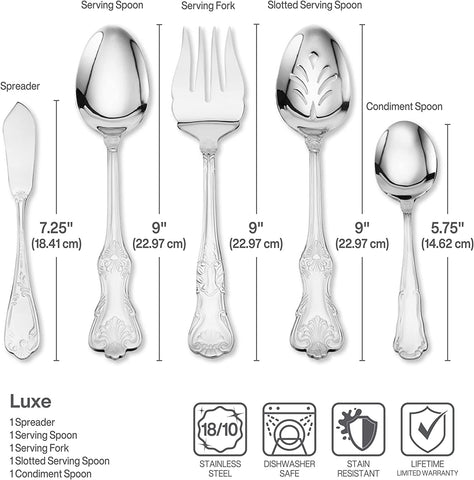 Image of Hotel Lux 77-Piece 18/10 Stainless Steel Flatware Set, Silver, Service for 12 -